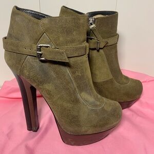 Fendi Olive Green Heeled Boots
